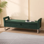 67.91' Wide Storage Soft Ottoman Bench with Armrests,Footrest Bed End Stool for Living Room, Dorm, Entryway and Bedroom, Green - Grand Goldman Shop