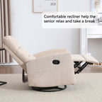Manual Recliner Chair with Rocker and Swivel in Fabric for Living Room, Beige - Grand Goldman Shop