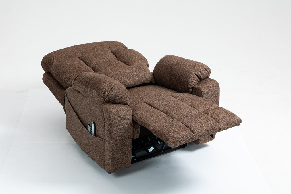 Old age electric lift chair, flat high density foam electric sofa, with heating and massage functions, can tilt to 180 degrees, 2 pocket cup holders, 2 remote controls, 4 OKIN motors - Grand Goldman Shop