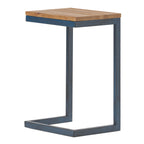 Medium C-shaped End Table with Iron Base and Fir Wood Top, Black - Grand Goldman Shop