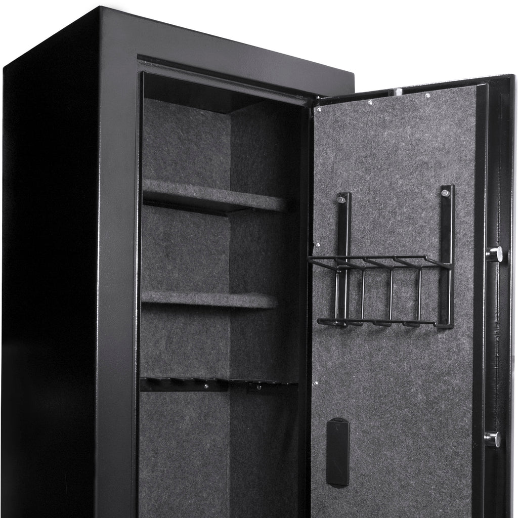 Tall Biometric Rifle Safe with 9.33 Cubic Ft Storage Capacity in Black Steel - Grand Goldman