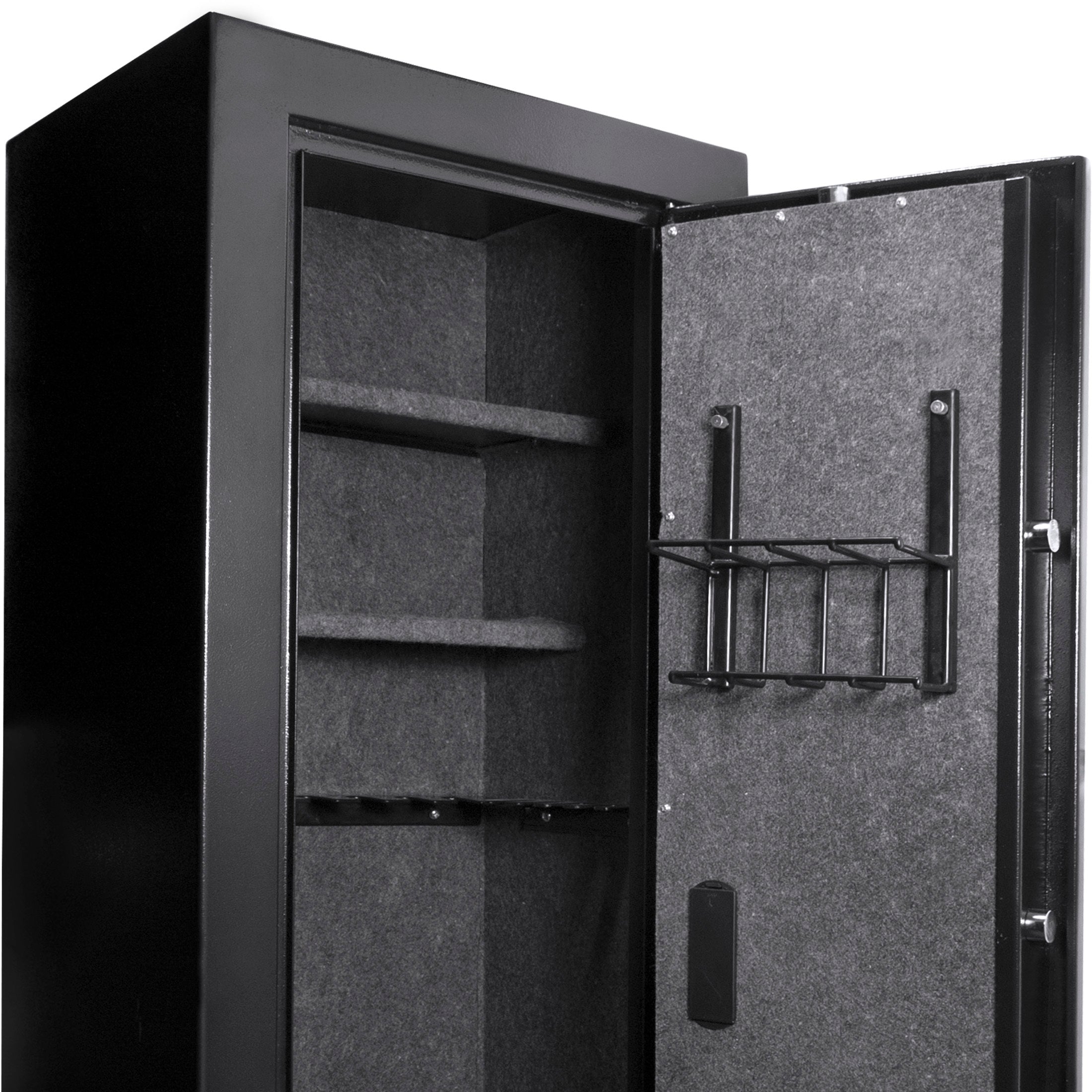 Tall Biometric Rifle Safe with 9.33 Cubic Ft Storage Capacity in Black Steel - Grand Goldman