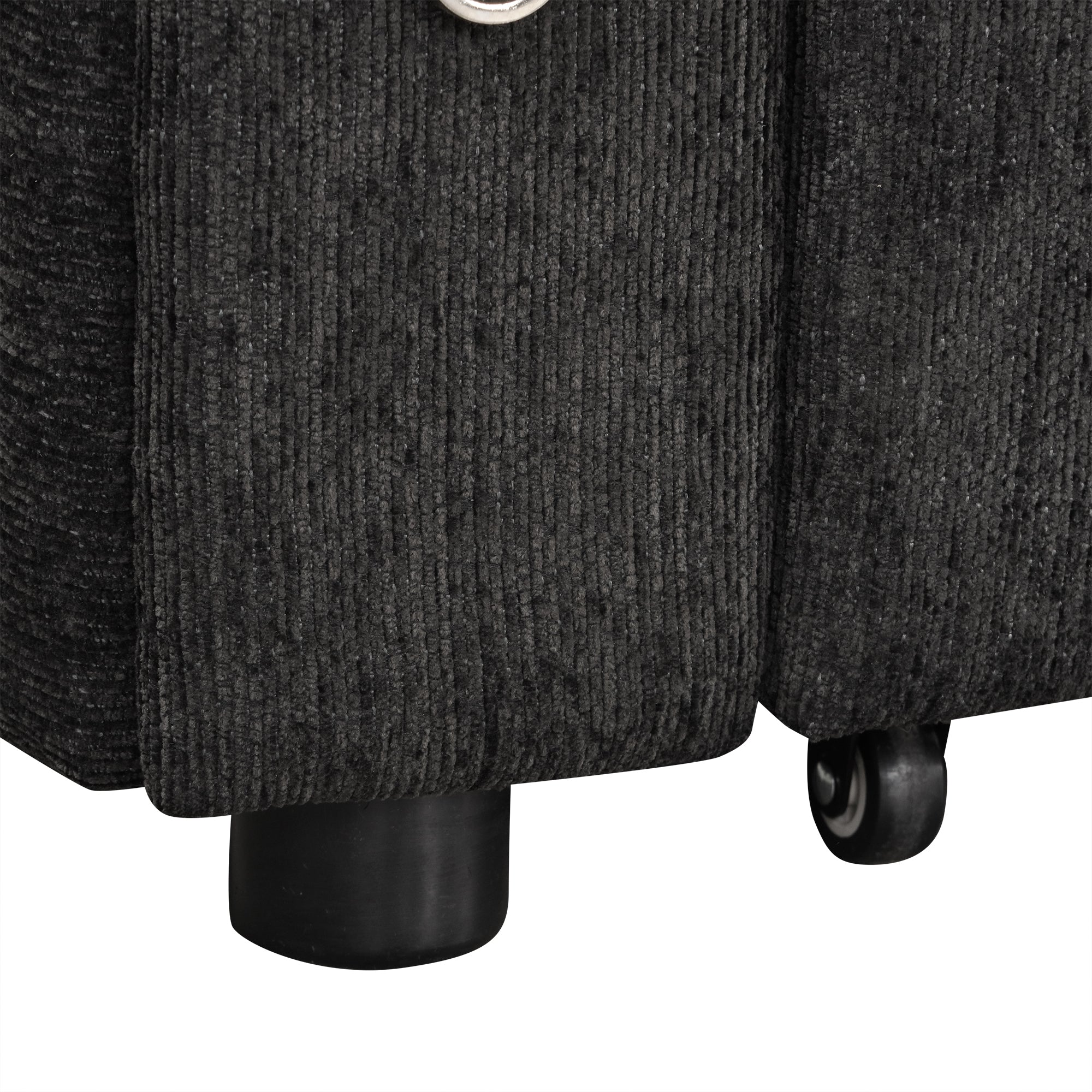 Black Convertible L-shaped Sofa Couch with Storage, Cup Holders, USB Ports, Chenille Fabric, 83.5' - Grand Goldman Shop