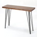 Modern Industrial Breakfast Bar Table, Metal Hairpin Legs & Wood Veneer Top, Compact 58.00 inches(Length)×18.25 inchesWidth×42.00Height - Grand Goldman Shop