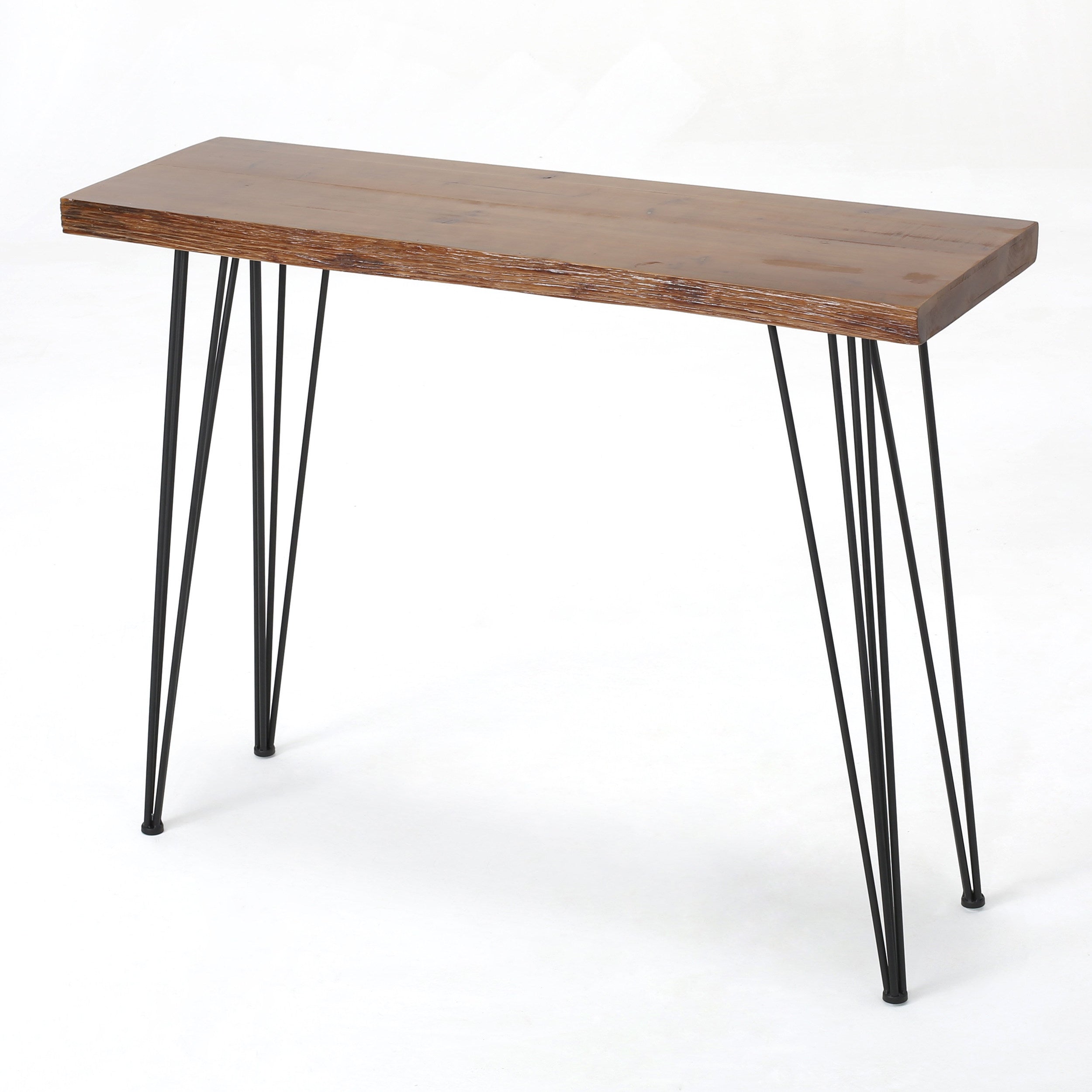 Modern Industrial Breakfast Bar Table, Metal Hairpin Legs & Wood Veneer Top, Compact 58.00 inches(Length)×18.25 inchesWidth×42.00Height - Grand Goldman Shop