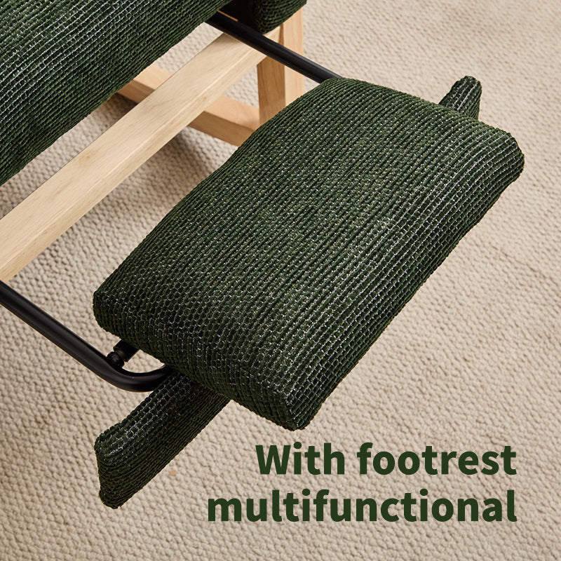 Modern Accent Rocking Chair Rocking Chair with Solid Wood Legs, Upholstered Nursery Glider Rocker, Comfy Armchair with Side Pocket, Living Room Lounge Arm Chair with High Backrest fabric - Grand Goldman Shop