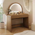 39' Makeup Vanity Table with Mirror Touch Screen Lighted Mirror, Dressing Table with Drawer for Bedroom, Espresso - Grand Goldman Shop