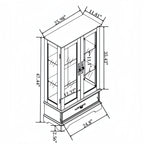 Glass Cabinet Lighted Glass Cabinet Curio Display Cabinet with Adjustable Glass Shelves 2 Doors and 1 drawer Cabinet Bulb Included Cherry - Grand Goldman Shop