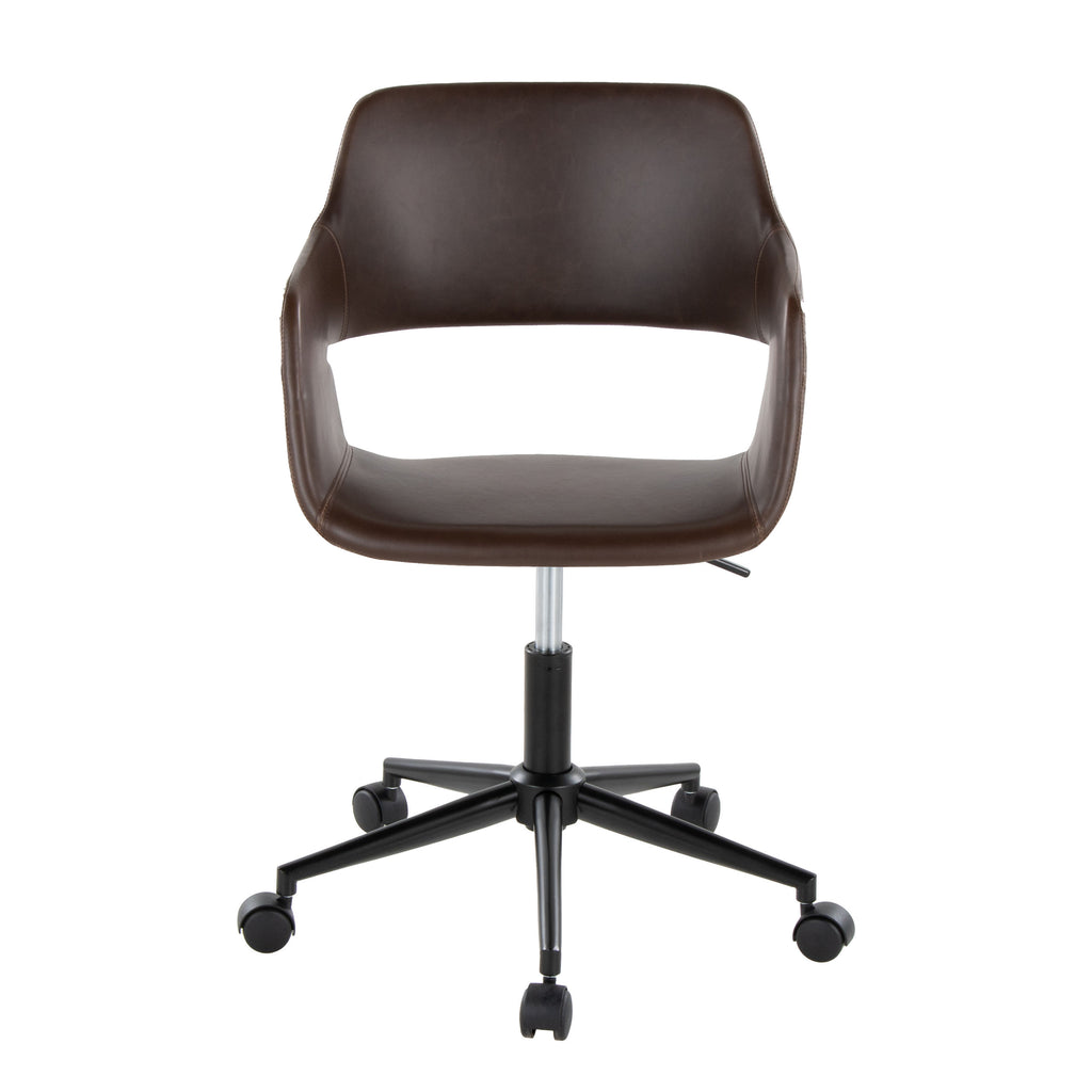 Contemporary Task Chair in Black Metal and Espresso Faux Leather | Premium Home Decor - Grand Goldman