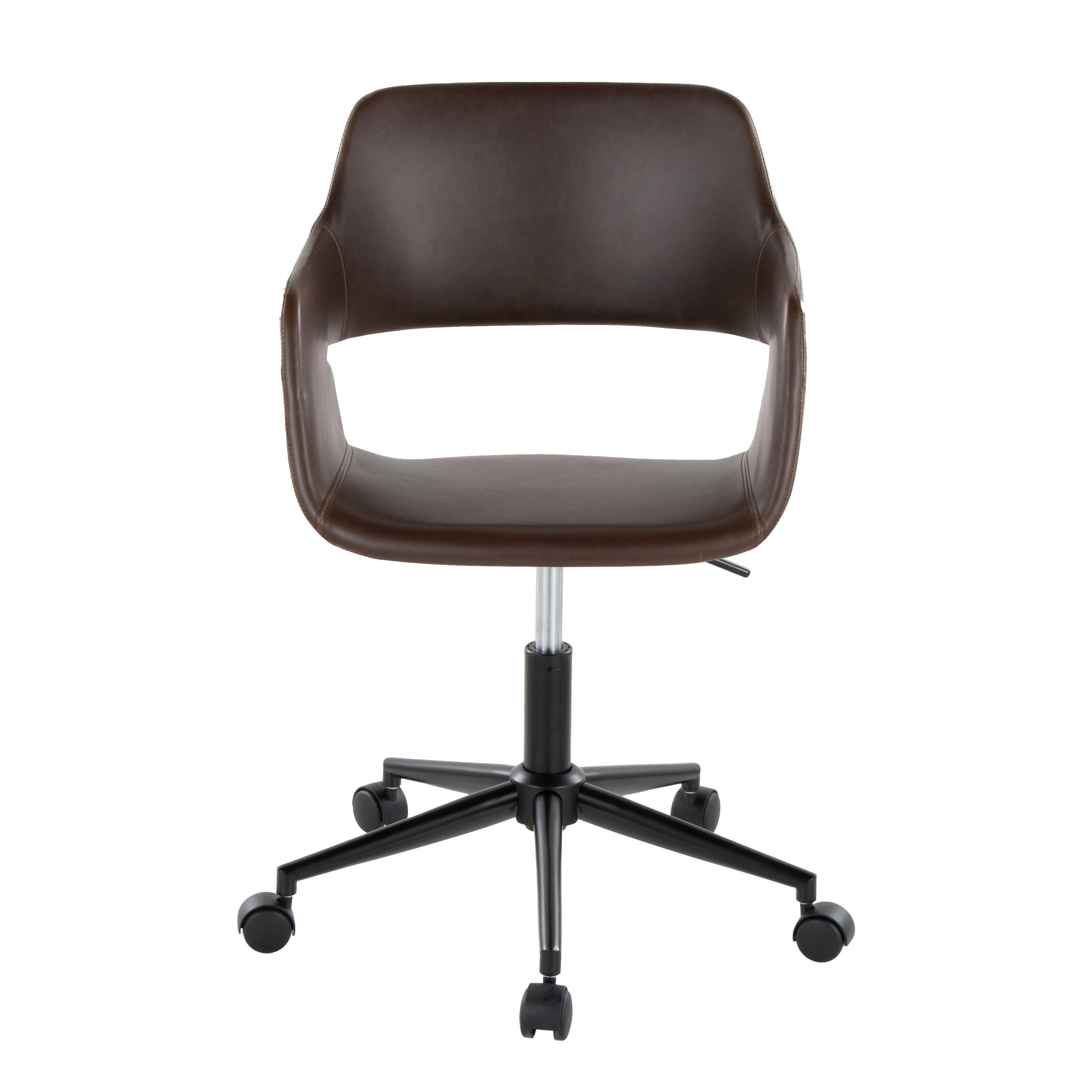 Contemporary Task Chair in Black Metal and Espresso Faux Leather | Premium Home Decor - Grand Goldman