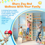 All-in-One 10-in-1 Indoor Climbing Set - Featuring a Rock Climbing Wall, Wooden Swings, Gymnastic Rings, Rope Ladders, and St