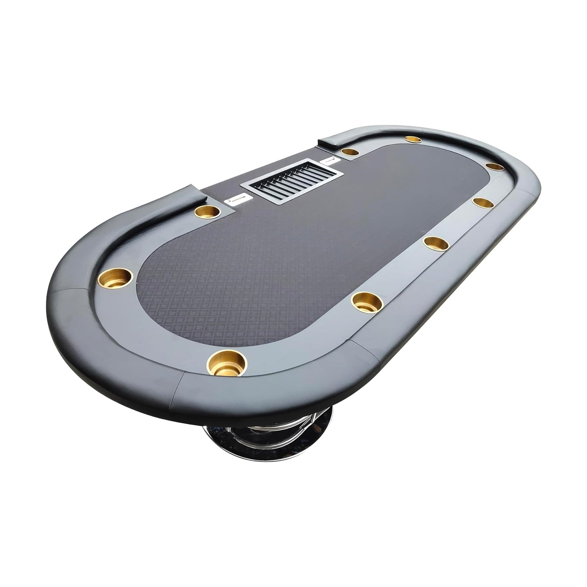 INO Design 96' Elite Oval Dark Knight Waterproof Felt Poker Table Top Only Black - Grand Goldman
