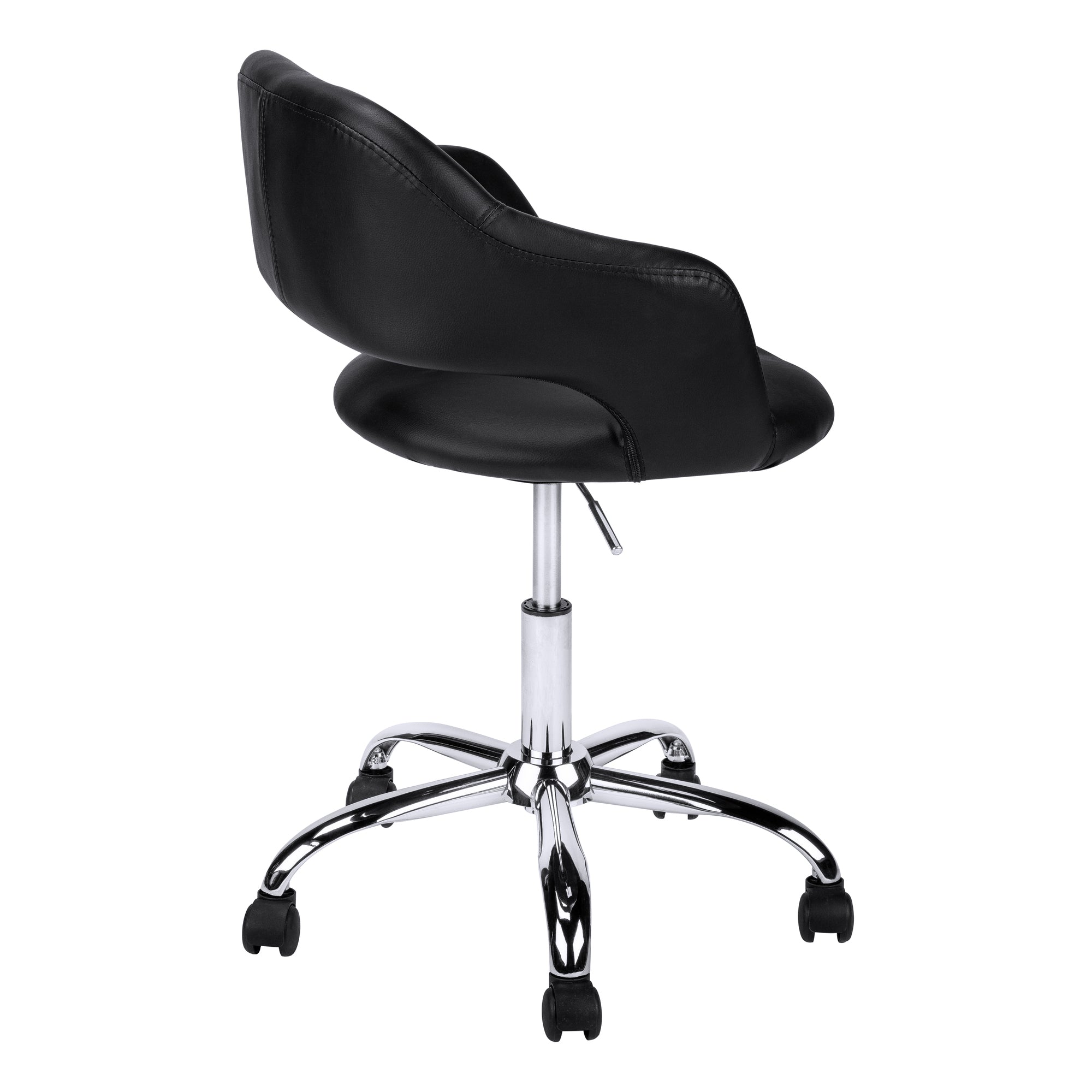 Office Chair, Adjustable Height, Swivel, Ergonomic, Armrests, Computer Desk, Work, Black Leather Look, Chrome Metal, Contempo