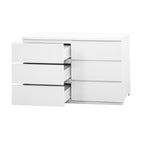 Modern White 6 Drawer Dresser, Wave Panel Drawer Fronts, Storage Cabinet, Versatile Chest of Drawers for Bedroom, Living Room - Sleek & Spacious Home Storage Solution - Grand Goldman Shop