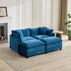 Cloud Sofa Ottoman only, Modern Sectional Couch, for Living Room Bedroom and Apartment, Comfy Double Layer Upholstered Seat Cushion, Breathable Chenille Fabric, Blue - Grand Goldman Shop