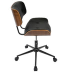 Mid-Century Modern Adjustable Office Chair with Swivel in Walnut and Black | Premium Home Decor - Grand Goldman