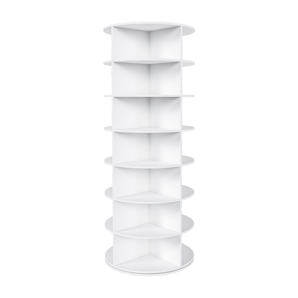 Rotating Shoe Rack Tower, 7-Tier Spinning Storage Rack, Free Standing 360° Revolving Organizer in White with Durable PVC Construction - Grand Goldman Shop