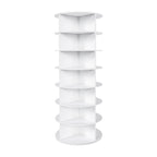 Rotating Shoe Rack Tower, 7-Tier Spinning Storage Rack, Free Standing 360° Revolving Organizer in White with Durable PVC Construction - Grand Goldman Shop