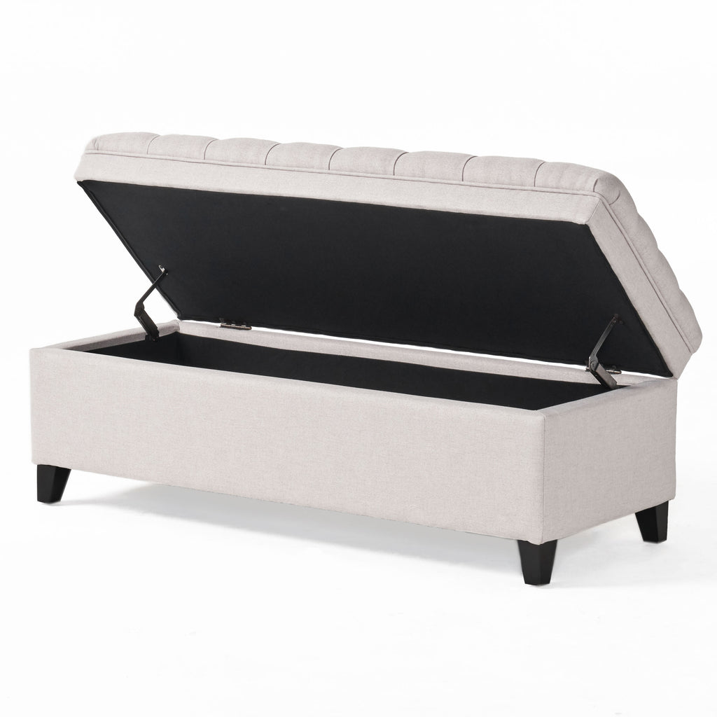Juliana Light Gray Storage Ottoman Fabric 50 x 20.5 x 18.3 Inches - Grand Goldman Shop