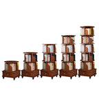 (UPGRADED) Rotating Bookshelf, 360 Display Corner Bookshelf for Small Space, 6 Tier Bookcase Storage Rack with Wheels, Wood Narrow Organizer for Bedroom, Living Room, Study Room, Walnut Brown - Grand Goldman Shop