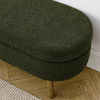 Elegant Ottoman Oval Storage Bench with Rubber Wood Legs in Green, Foam Upholstery, 43.5'x16'x16' - Grand Goldman Shop