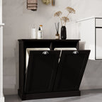 Two-Compartment Tilt-Out Laundry Sorter Cabinet-Black - Grand Goldman Shop