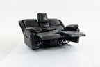 Artificial leather electric sofa bed, 2 lounge chairs, comfortable armrests and backrest lounge chairs, living room sofa set, with coffee table - Grand Goldman Shop