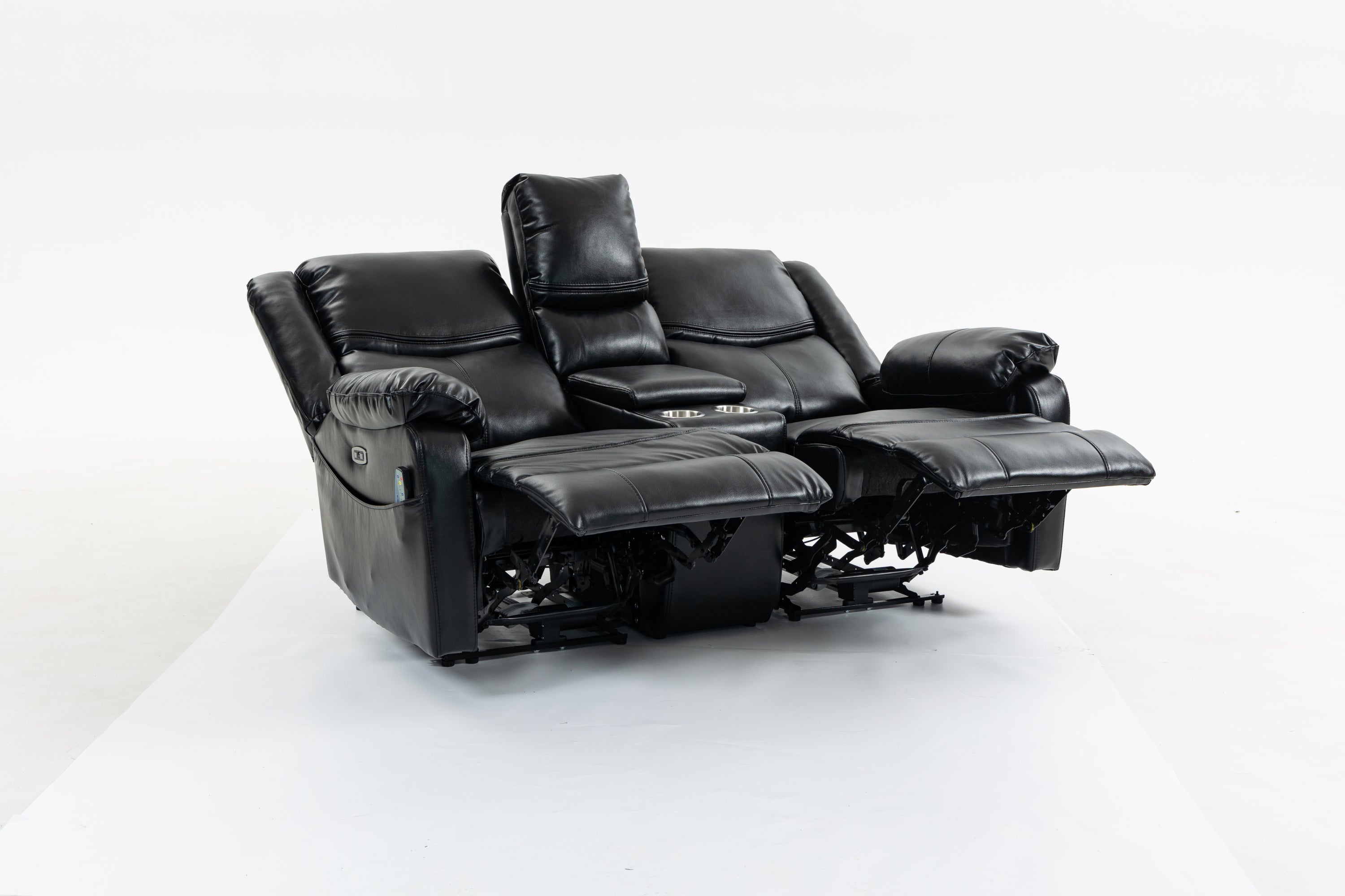 Artificial leather electric sofa bed, 2 lounge chairs, comfortable armrests and backrest lounge chairs, living room sofa set, with coffee table - Grand Goldman Shop