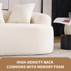 LY-025S Loveseat Sofa with Wood Grain Chenille Fabric, Cloud White High-Density Sponge Couch, Compact Design for Small Spaces - Grand Goldman Shop