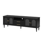 68.9'' Retro TV Stand for TVs up to 75 Inches, Entertainment Center Media Console with Fluted Glass Doors and Five Solid Wood Legs for Living room - Grand Goldman Shop