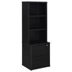 Geary Black 3-Shelf Bookcase with USB Charging and Lockable Drawer, Engineered Wood, 19.75 x 15.50 x 61.25 inches - Grand Gol