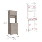 Della 60 Kitchen Pantry with Countertop, Closed & Open Storage -Light Gray - Grand Goldman