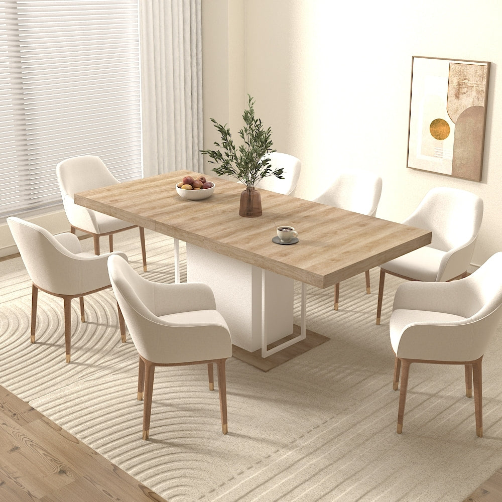 Rectangle extendable dining table for 6-10 people aged effect wood 160-200 cm - Grand Goldman Shop
