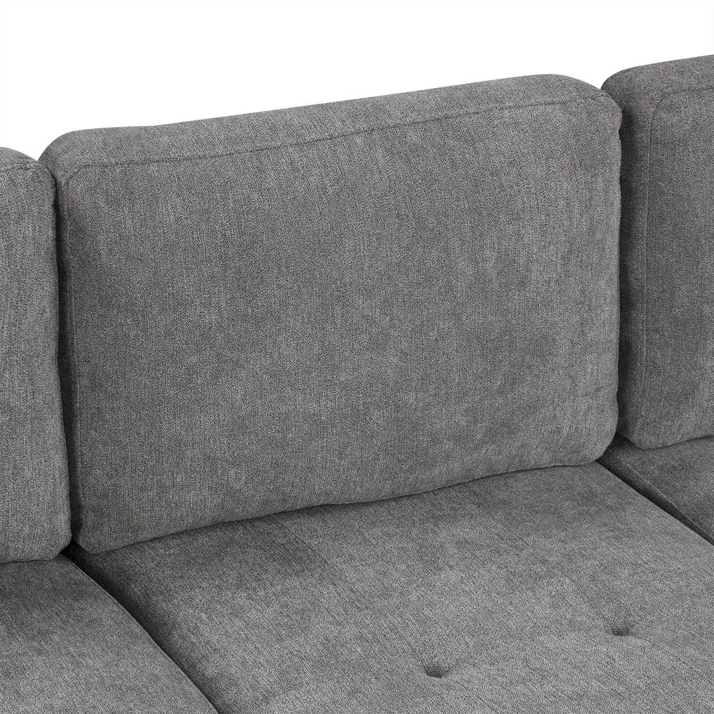 Modern L-shaped Convertible Sofa Bed with Storage, Cup Holders, USB Ports, Gray Chenille, 83.5' - Grand Goldman Shop