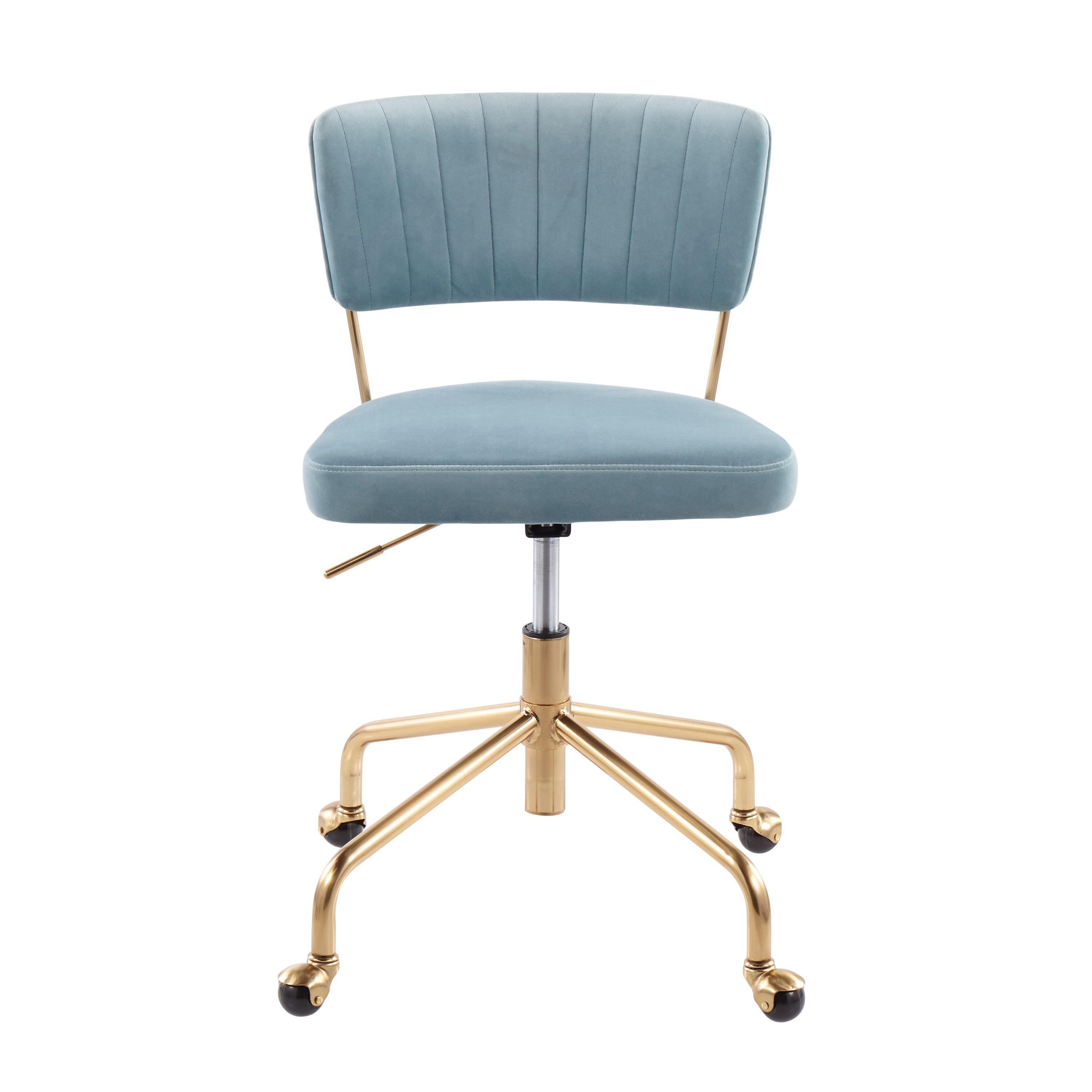 Contemporary Task Chair in Gold Metal and Light Blue Velvet | Premium Home Decor - Grand Goldman
