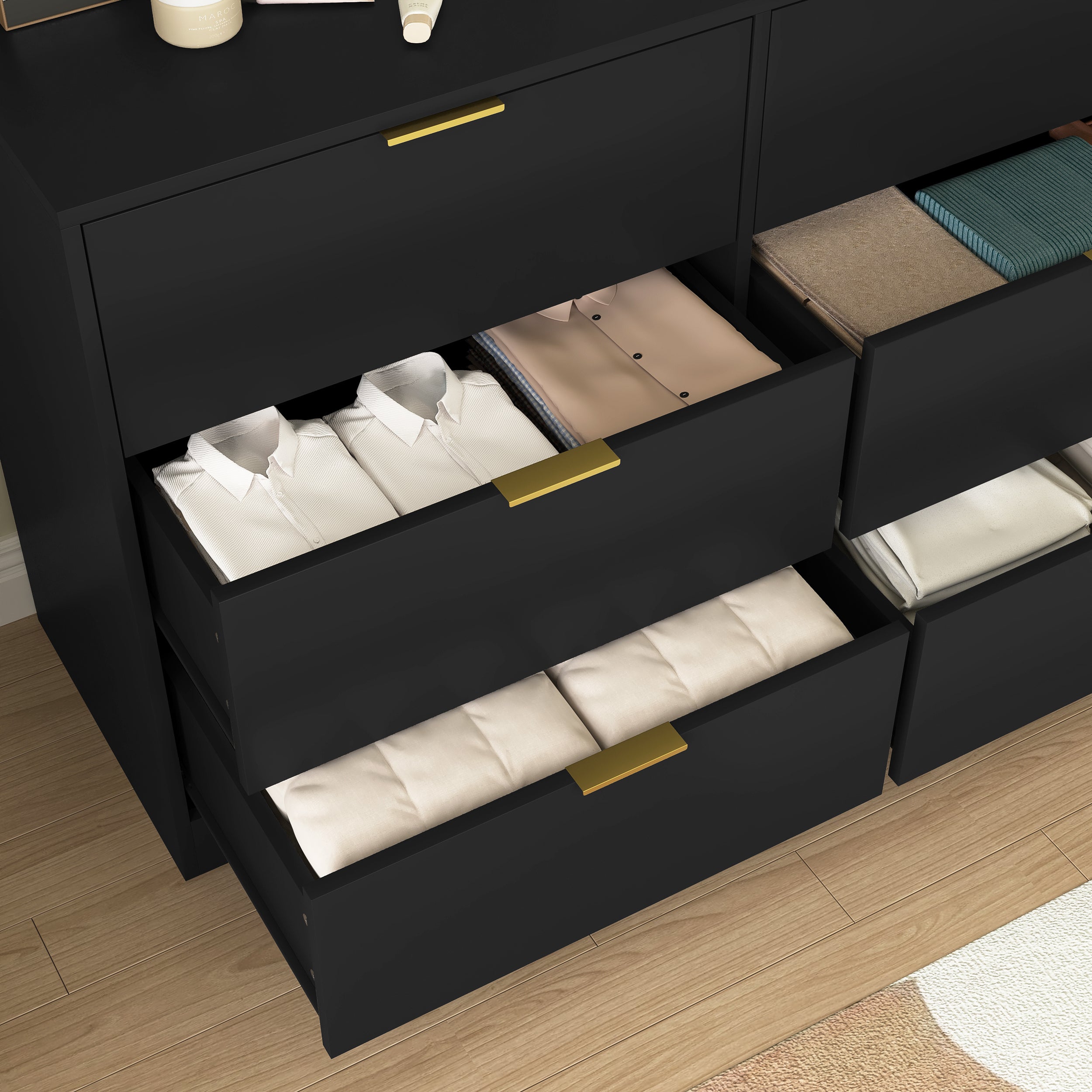 Simply Modern 6-Drawer Dresser, Chest of Drawers for Bedroom, Living Room, Hallway, and Entryway - Large Storage Cabinet Black - Grand Goldman Shop