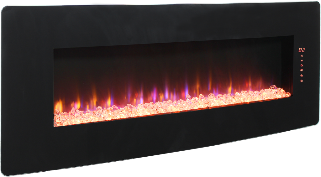 48 inch Curved Front Wall Mounted Electric Fireplace with remote and multi color flame & emberbed - Grand Goldman Shop