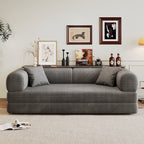 78.8' Compression Sofa,Convertible Floor Sofa Bed-with Pillow Back Support Armrest,Comfy Futon Couch Sleeper Bed,Loveseats Boneless Modular Sectional Sofa,Corduroy fabric,for Living Room,Bedroom,Grey - Grand Goldman Shop
