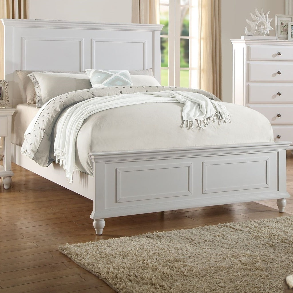White California King Size Bed Set with 2x Nightstands Panel Headboard Footboard Classic Furniture in Rubberwood and Plywood - Grand Goldman Shop