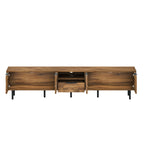Natural Wood TV Stand for 85 75 65 Inch TV, L-Shaped Handle Entertainment Console with Storage, 78' Long - Grand Goldman Shop