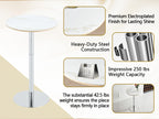 Rock slab circular tabletop non adjustable (39 inches high) bar table, bar table with silver legs and base (white) - Grand Goldman Shop