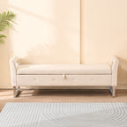 67.91' Wide Storage Soft Ottoman Bench with Armrests,Footrest Bed End Stool for Living Room, Dorm, Entryway and Bedroom, Beige - Grand Goldman Shop