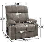 Brown Dual Motor Infinite Position Up to 350 LBS Chenille Power Lift Recliner Chair, Heavy Duty Motion Mechanism with 8-Point Vibration Massage and Lumbar Heating, Dual Cup Holders - Grand Goldman Shop