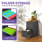 Black Steel 2 Drawer Vertical File Cabinet with Lock for A4 Legal/Letter Size | Premium Home Decor - Grand Goldman