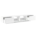 ON-TREND TV Stand with Fluted tempered Glass Doors for TVs Up to 95'', Functional Media Console with Arched Cabinet Doors, Entertainment Center with APP-Controlled LED Light for Living Room, White - Grand Goldman Shop