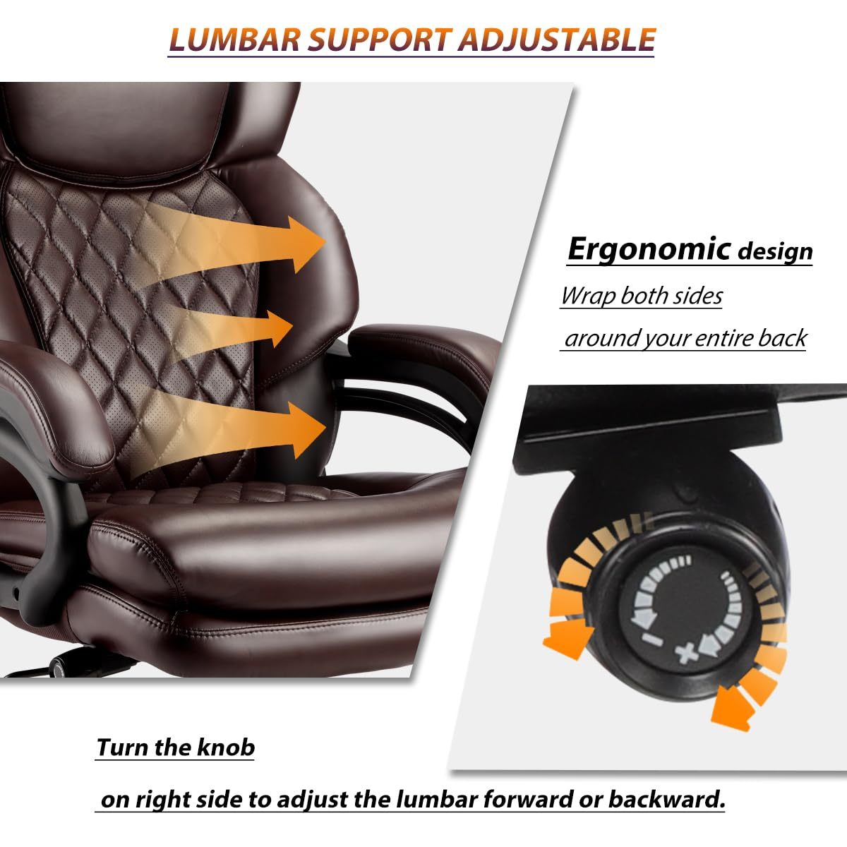 500lbs Big and Tall Office Chair for Heavy People Executive Office Chair with Wide Spring Seat Computer Desk Chair 360 Swivel