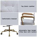 Siecross Vintage White Top Grain Leather Office Chair | Premium Home Decor - Grand Goldman