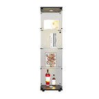 LED lights  Glass Display Cabinet 4 Shelves with Door, Floor Standing Curio Bookshelf for Living Room Bedroom Office, 64.7'*1