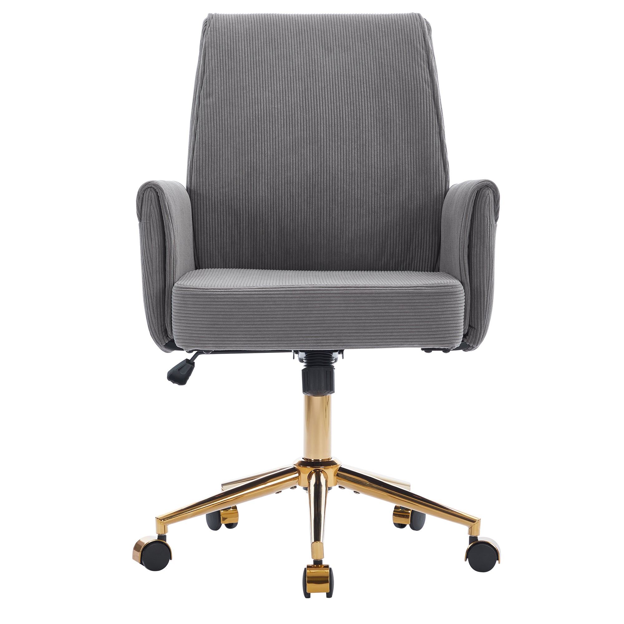 Ergonomic Mid-Back Office Chair with Striped Fabric in Gray, Corduroy Upholstery, Ideal for Work, Study, or Relaxation | Prem