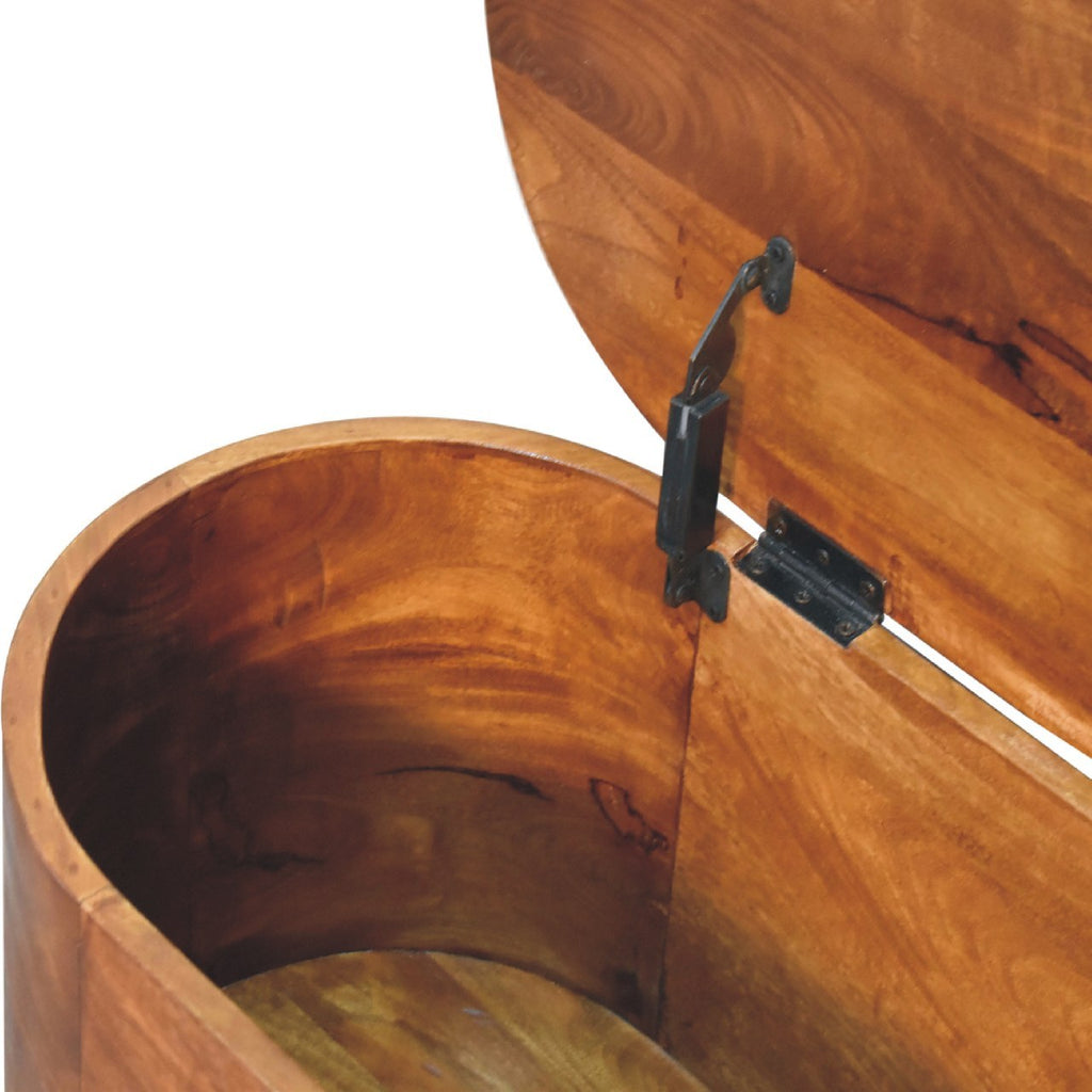 Solid Wood Chestnut Rounded Lid-Up Blanket Box, Storage Box - Grand Goldman Shop